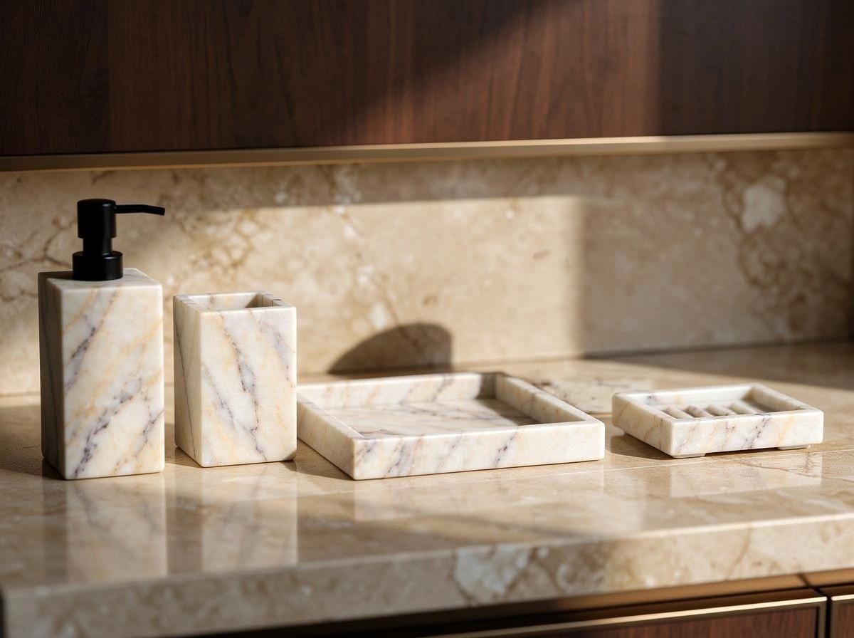 Hand-Carved Violet Marble Bathroom Set | 4-Piece Luxury Vanity Accessories - image 2