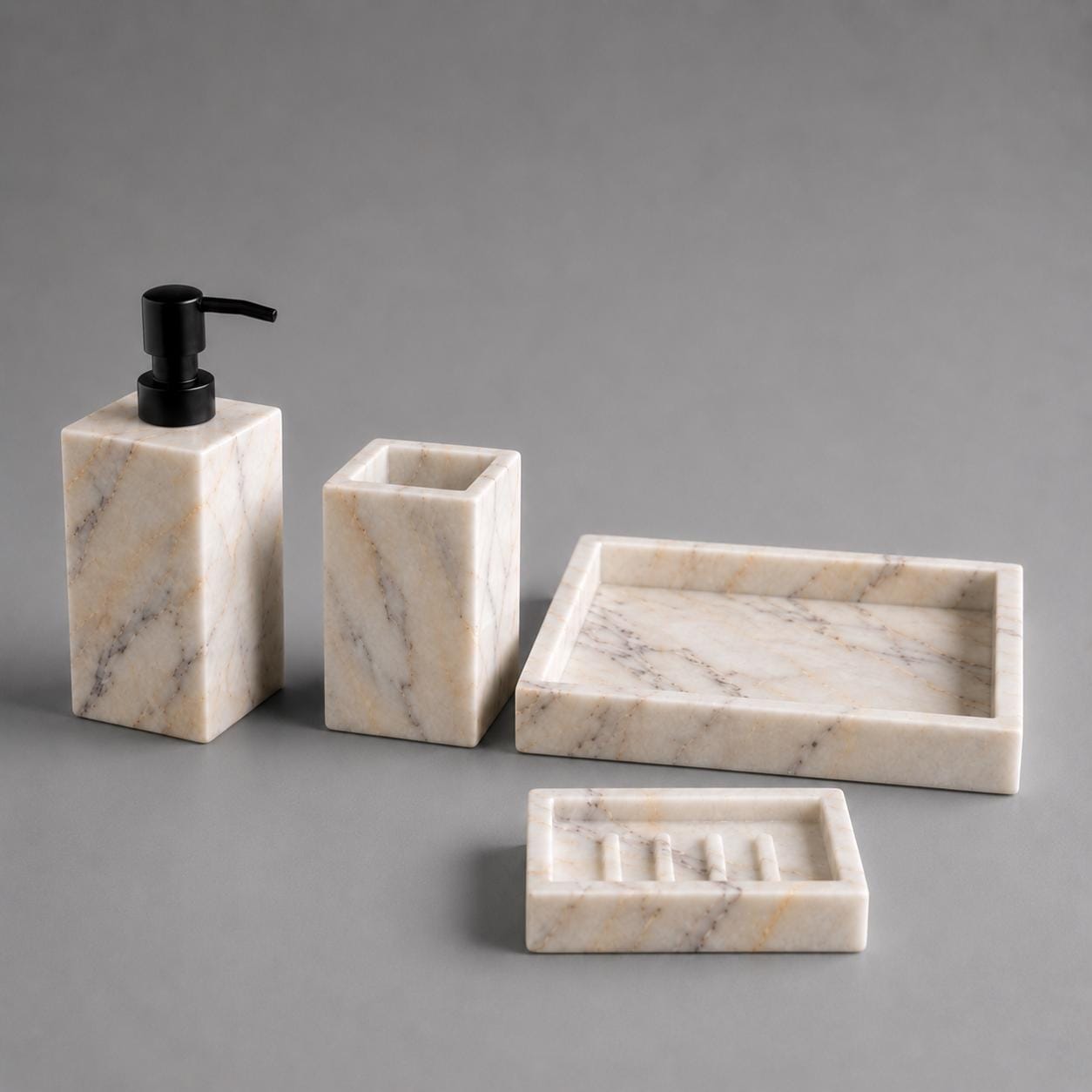Hand-Carved Violet Marble Bathroom Set | 4-Piece Luxury Vanity Accessories - image 5