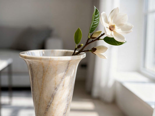 Large Anatolian Violet Marble Vase | Hand-Polished Sculpture, Statement Home Decor