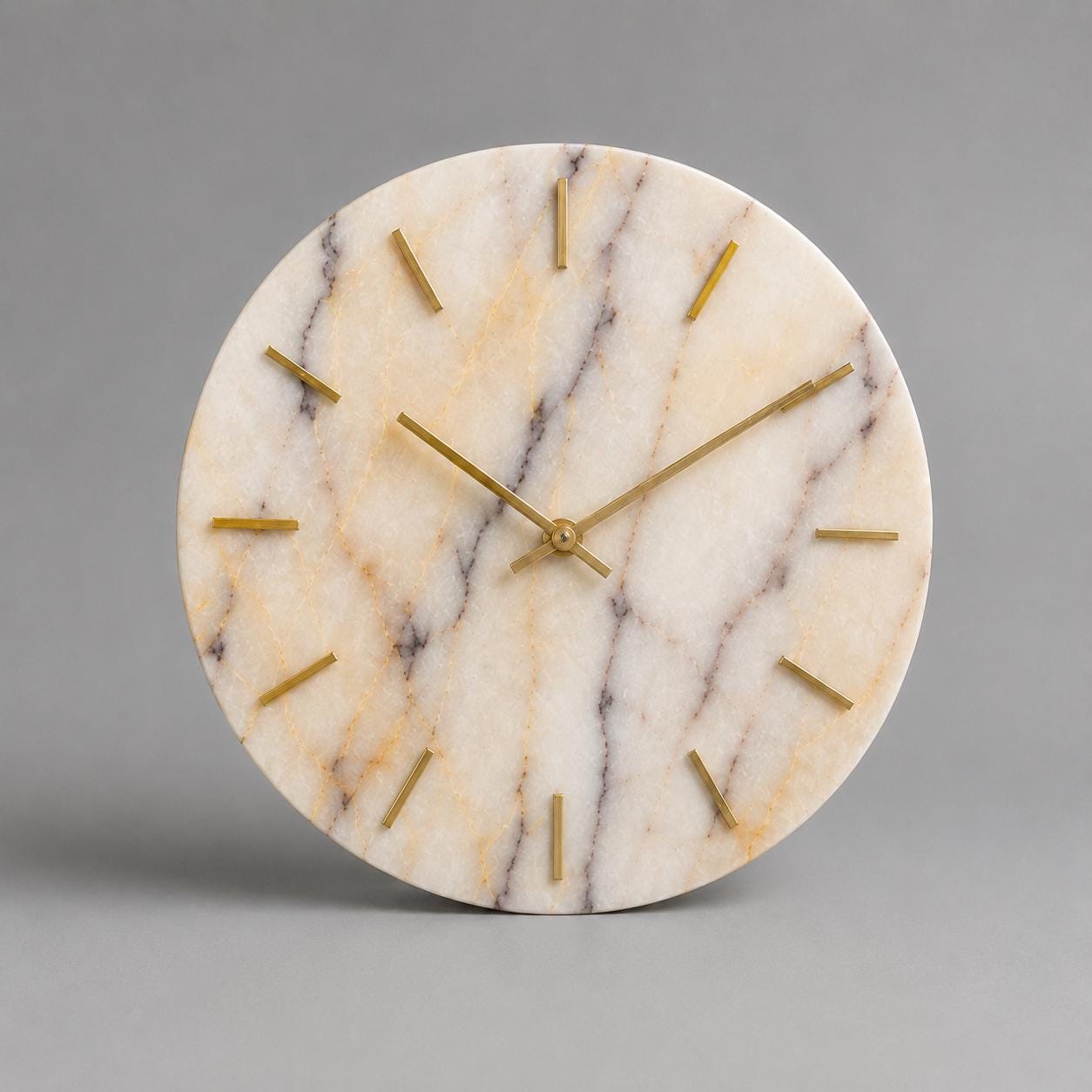 Anatolian Marble Wall Clock | 30cm Afyon Violet Stone, Brass Markers, Quiet Luxury Home Decor - image 3