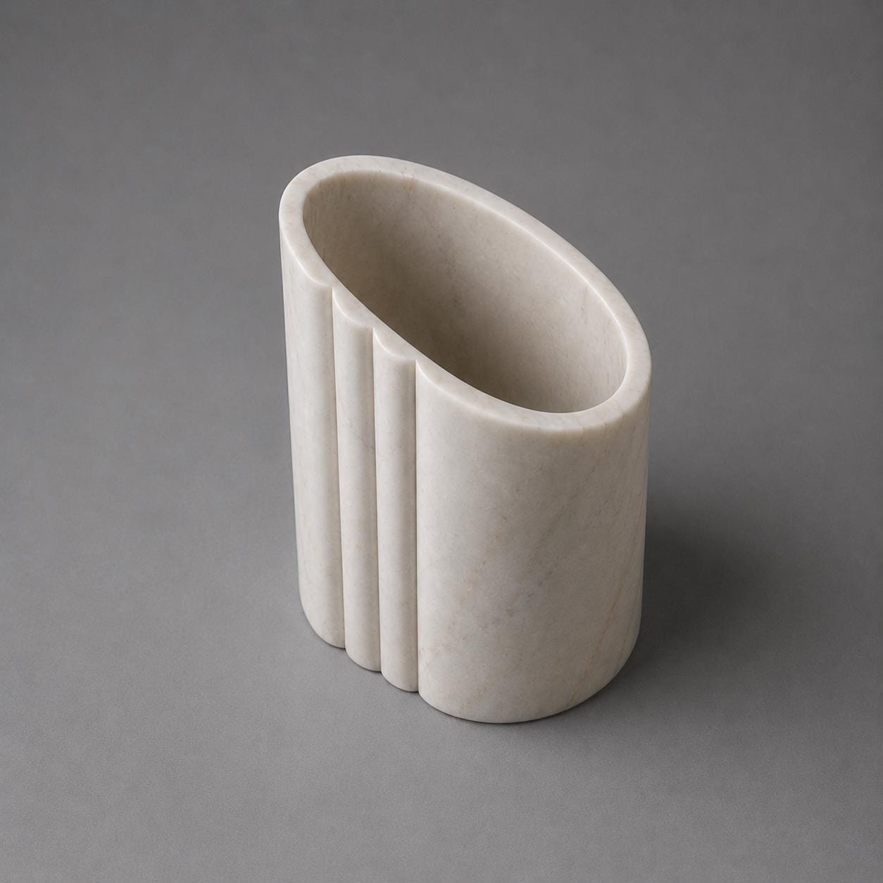 Fluted Violet Marble Wine Chiller | Hand-Carved Natural Stone Cooler - image 5