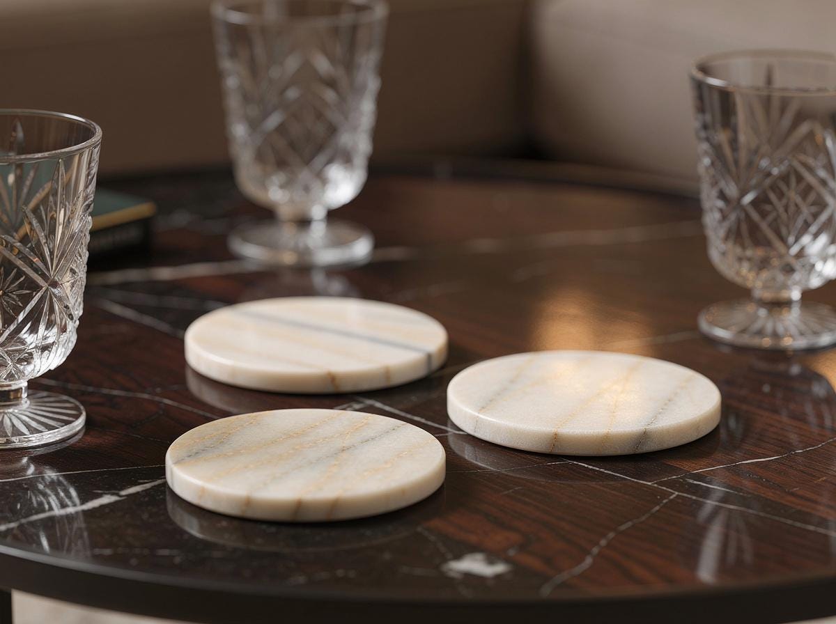Anatolian Violet Marble Coasters | Hand-Polished Natural Stone Set (4) - image 2