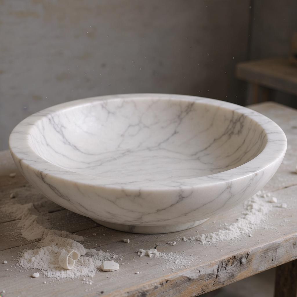 Anatolian Violet Marble Fruit Bowl | Handcrafted Purple Vein Centerpiece Sculpture - image 3