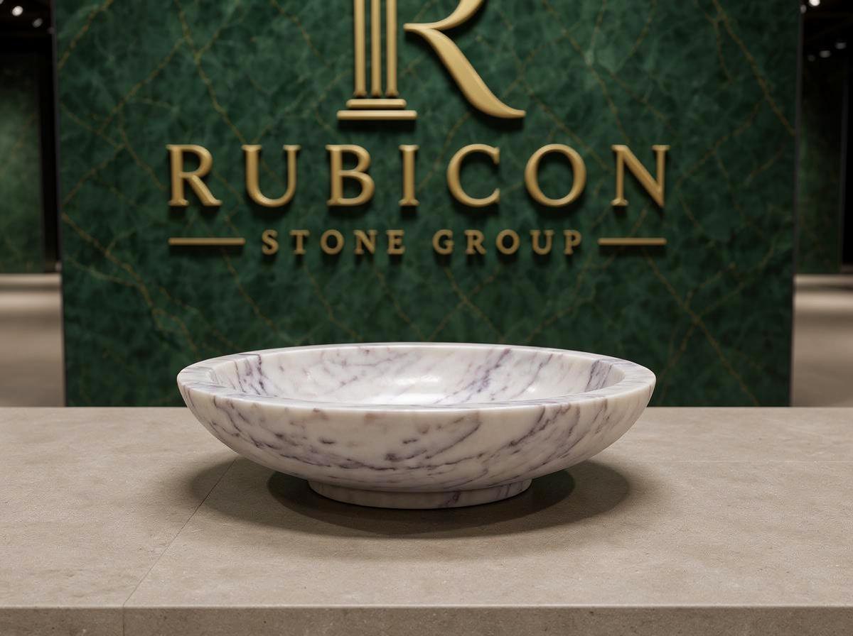 Anatolian Violet Marble Fruit Bowl | Handcrafted Purple Vein Centerpiece Sculpture - image 2