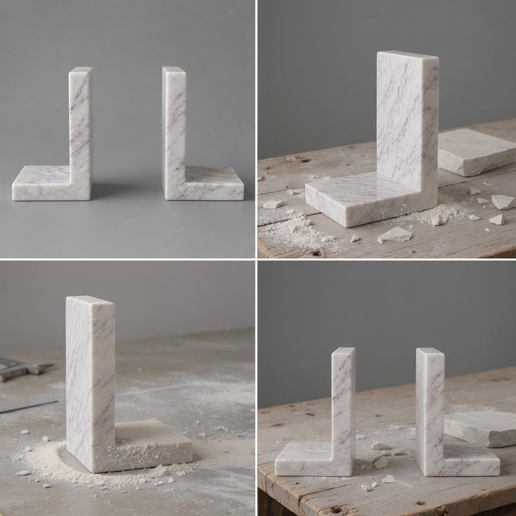 Anatolian Violet Marble Bookends | Handcrafted L-Shape Stone Book Stoppers, Bookshelf Decor - image 3