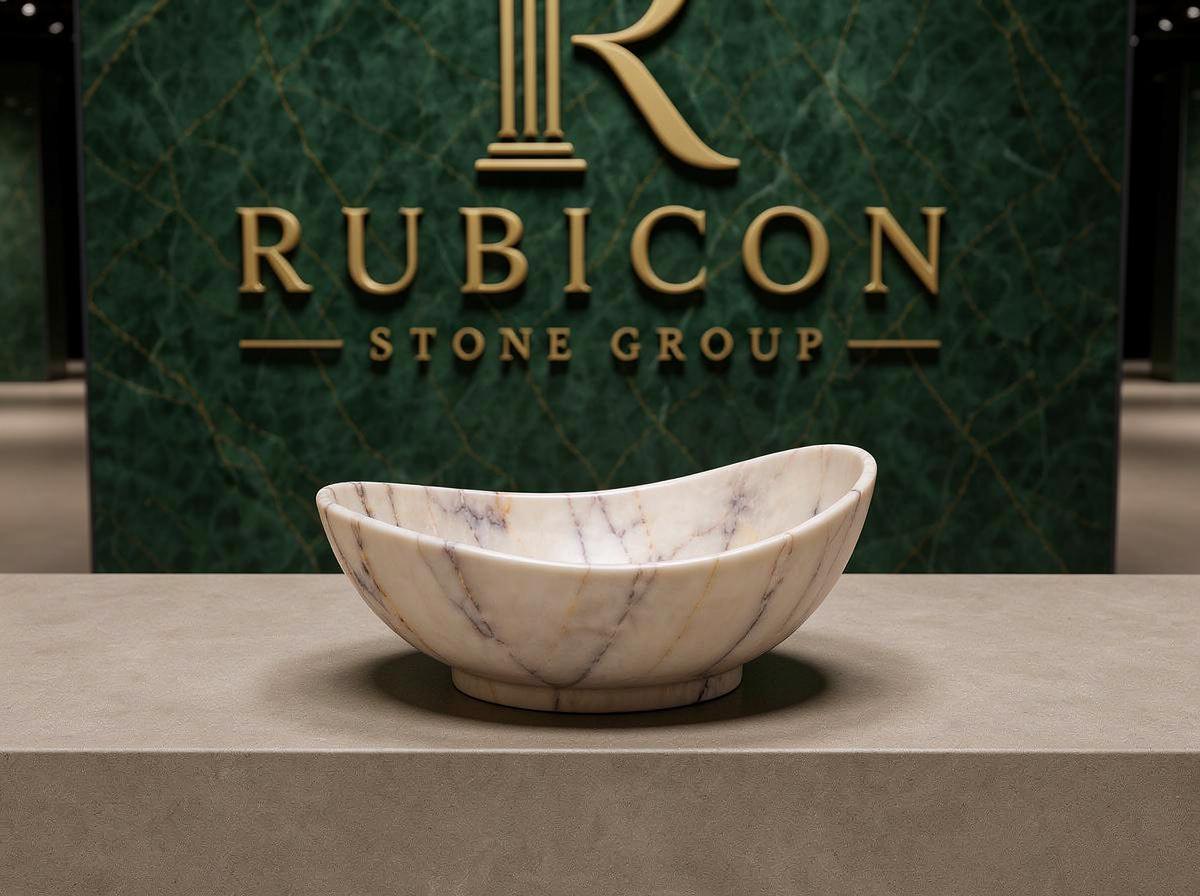 Anatolian Violet Marble Vessel Sink | Hand-Carved Organic Stone Washbasin, Purple Vein Basin - image 2