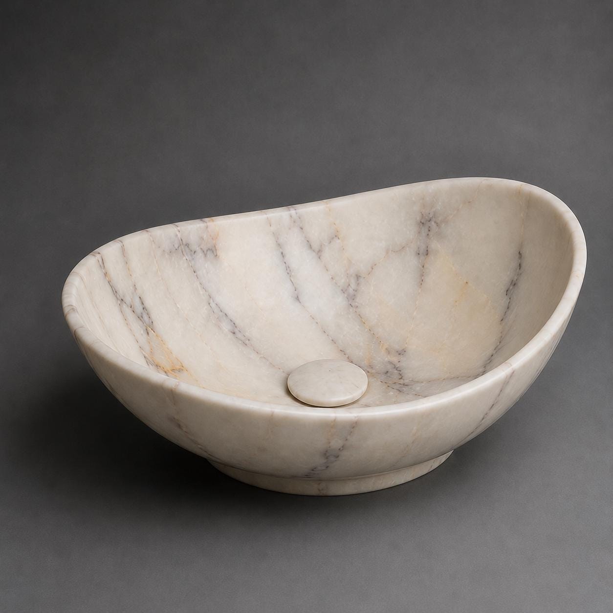Anatolian Violet Marble Vessel Sink | Hand-Carved Organic Stone Washbasin, Purple Vein Basin - image 4