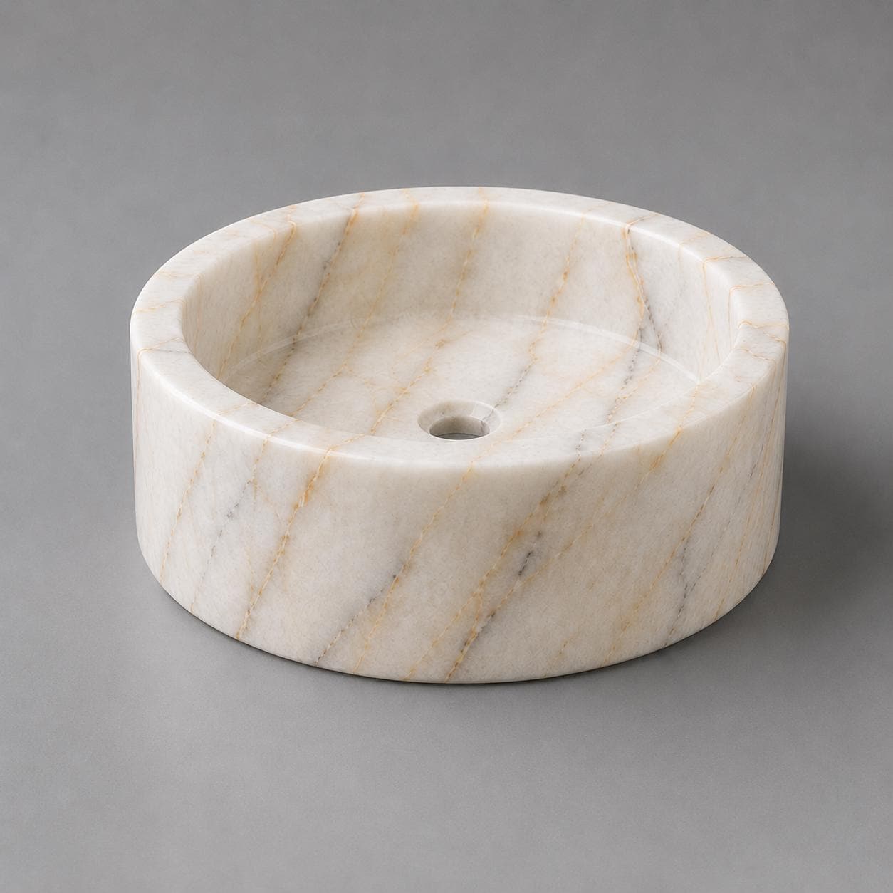Anatolian Violet Marble Round Vessel Sink | Hand-Carved Purple Vein Washbasin - image 4