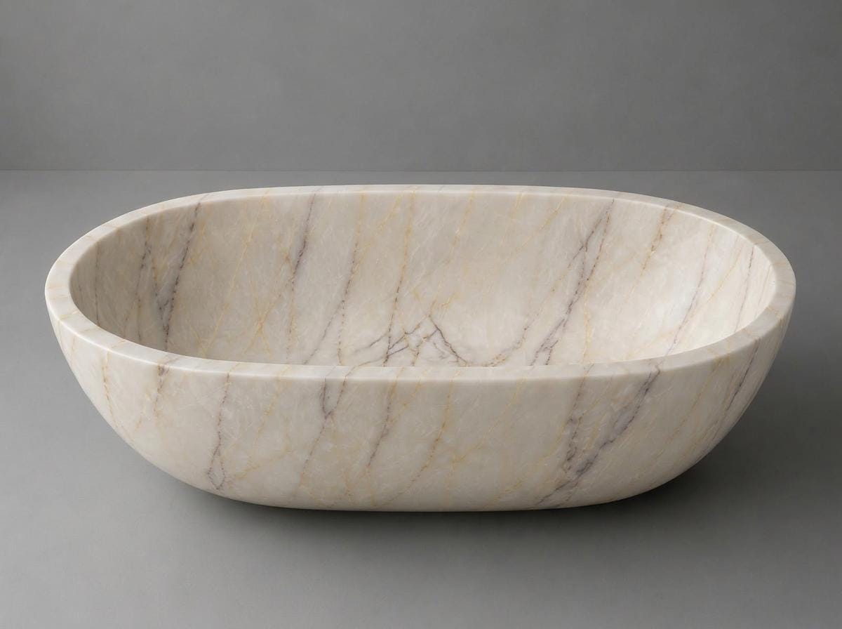 Anatolian Violet Marble Freestanding Bathtub | Hand-Carved Natural Stone Soaking Tub - image 4