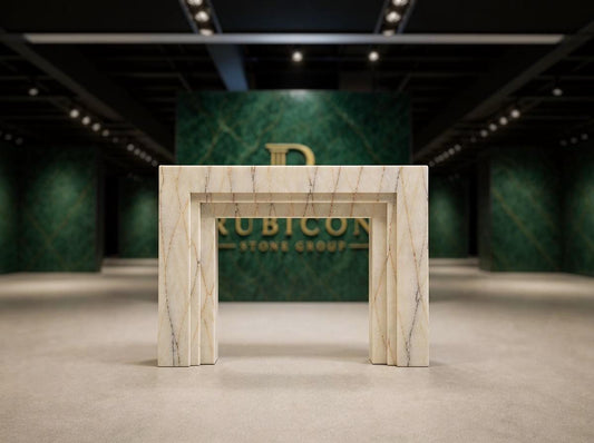 Marble Fireplace Mantel | Luxury Anatolian Violet Stone Mantelpiece | Stepped Geometric Profile | Architectural Stone Decor - image 2