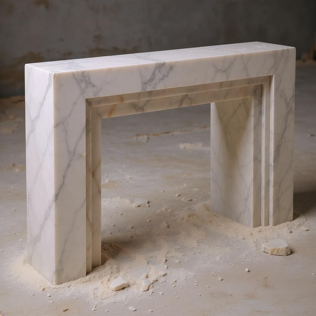 Marble Fireplace Mantel | Luxury Anatolian Violet Stone Mantelpiece | Stepped Geometric Profile | Architectural Stone Decor - image 3