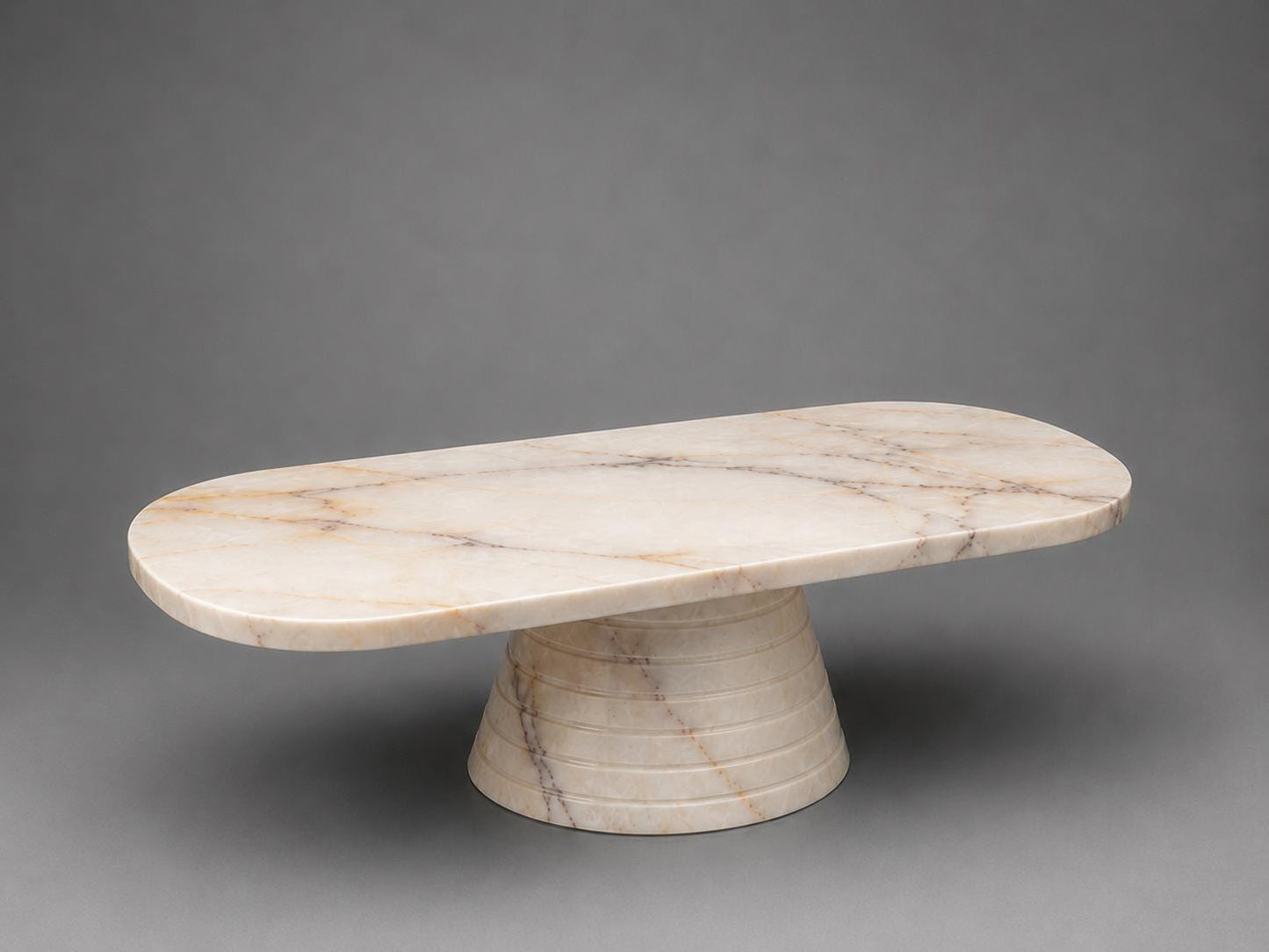 Anatolian Violet Marble Oval Dining Table | 240cm Pedestal Base Conference Furniture - image 5