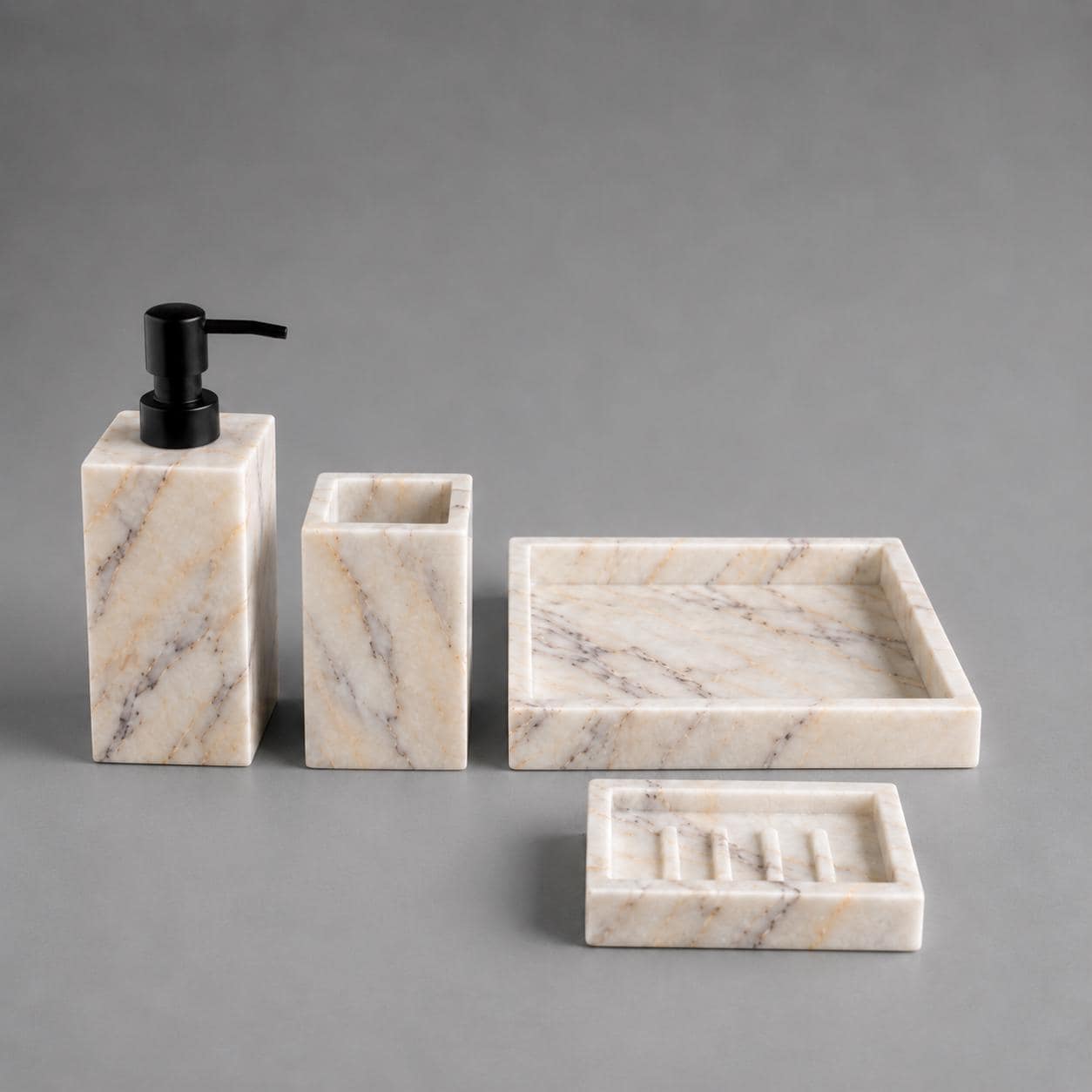 Hand-Carved Violet Marble Bathroom Set | 4-Piece Luxury Vanity Accessories - image 3