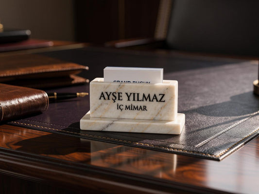 Luxury Marble Business Card Holder | Handcrafted Anatolian Stone Desk Accessory