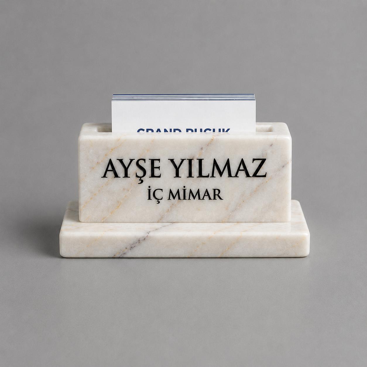 Luxury Marble Business Card Holder | Handcrafted Anatolian Stone Desk Accessory - image 3