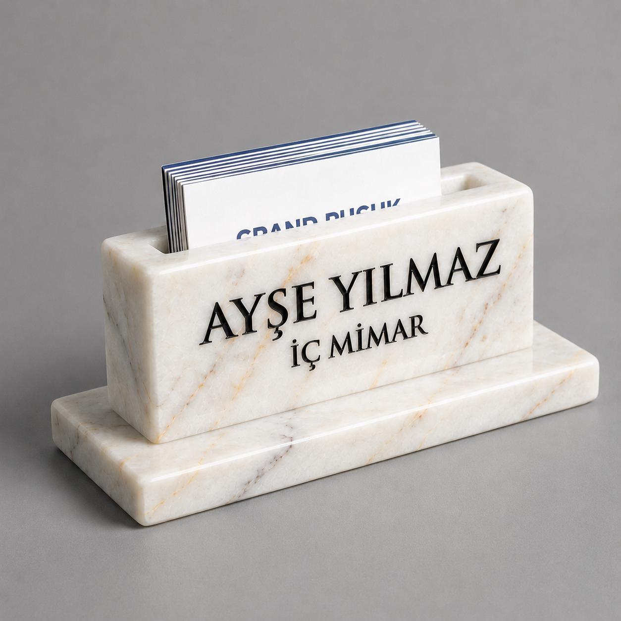 Luxury Marble Business Card Holder | Handcrafted Anatolian Stone Desk Accessory - image 4