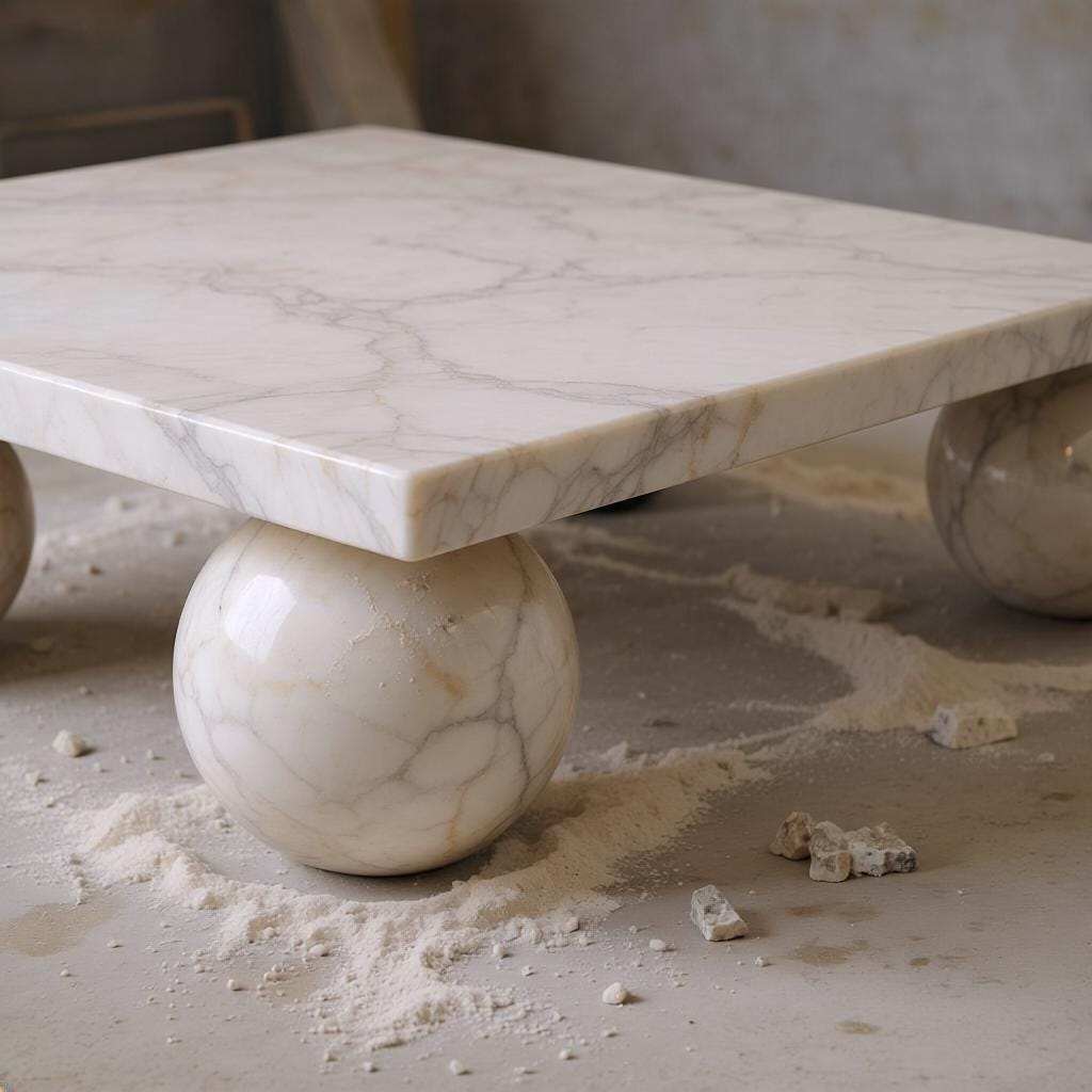 Anatolian Violet Marble Coffee Table | Hand-Carved Sphere Legs, Purple Vein Statement Furniture - image 3
