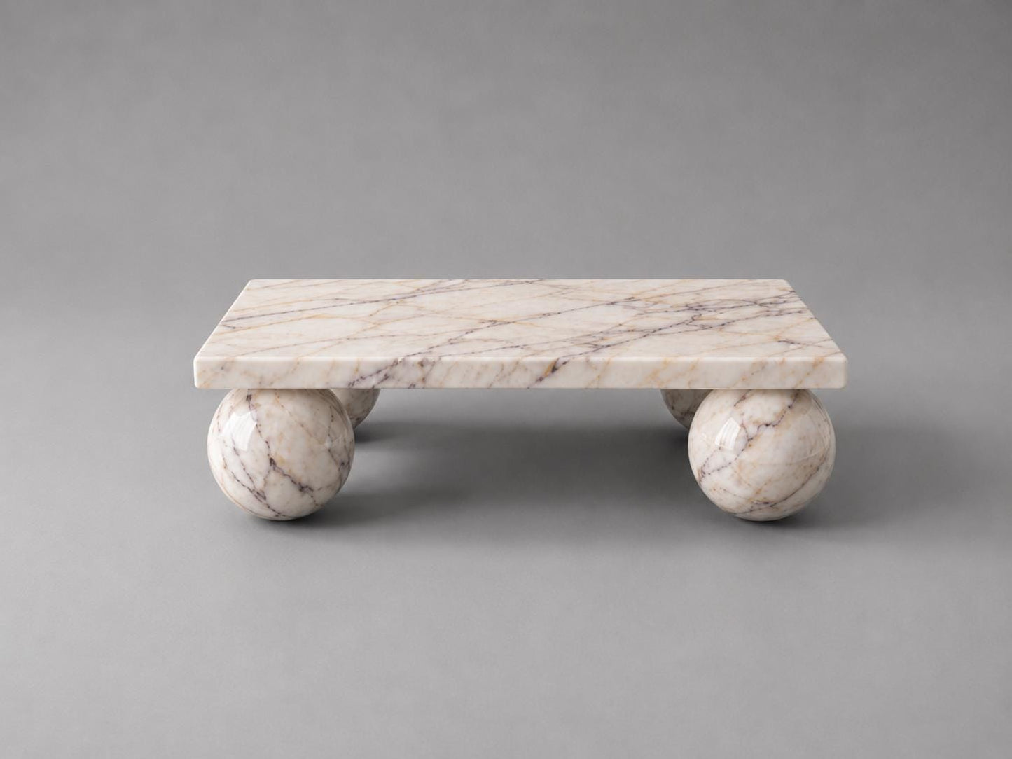Anatolian Violet Marble Coffee Table | Hand-Carved Sphere Legs, Purple Vein Statement Furniture - image 4