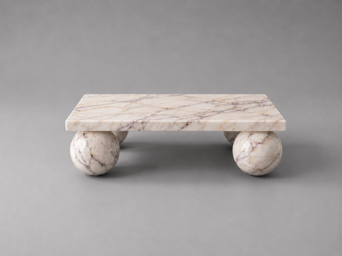Anatolian Violet Marble Coffee Table | Hand-Carved Sphere Legs, Purple Vein Statement Furniture - image 4