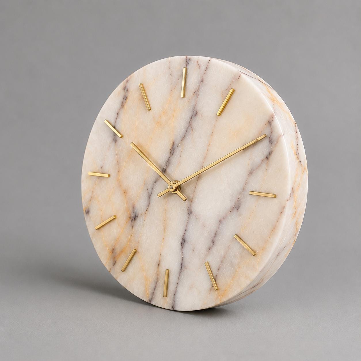 Anatolian Marble Wall Clock | 30cm Afyon Violet Stone, Brass Markers, Quiet Luxury Home Decor - image 6