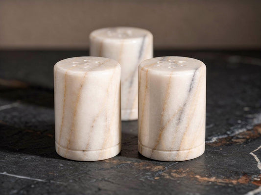 Anatolian Violet Marble Salt Pepper Shakers | Hand-Carved Spice Dispenser Set
