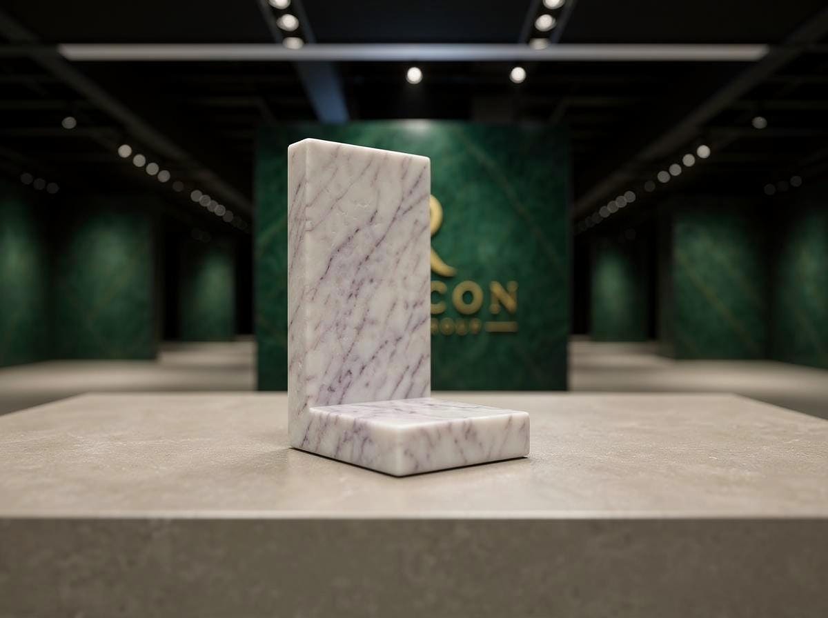 Anatolian Violet Marble Bookends | Handcrafted L-Shape Stone Book Stoppers, Bookshelf Decor - image 2