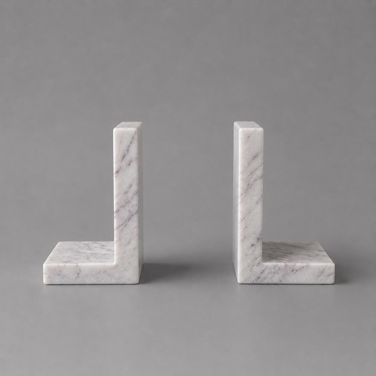 Anatolian Violet Marble Bookends | Handcrafted L-Shape Stone Book Stoppers, Bookshelf Decor - image 4