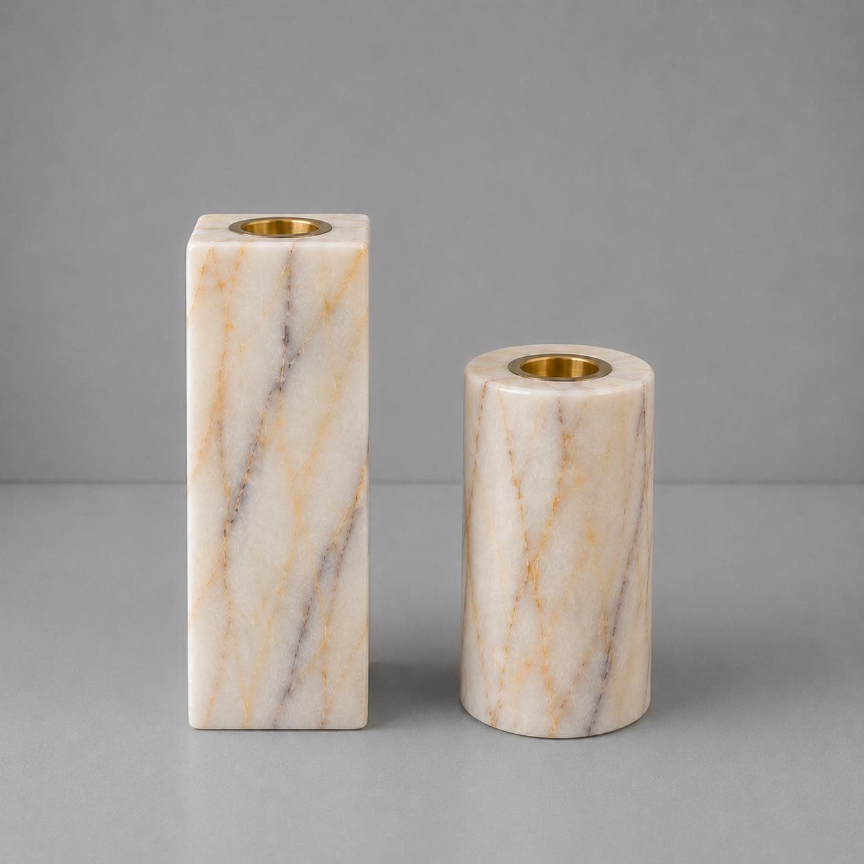 Anatolian Violet Marble Candle Holders | Handcrafted 2-Piece Set, Luxury Home Decor - image 4
