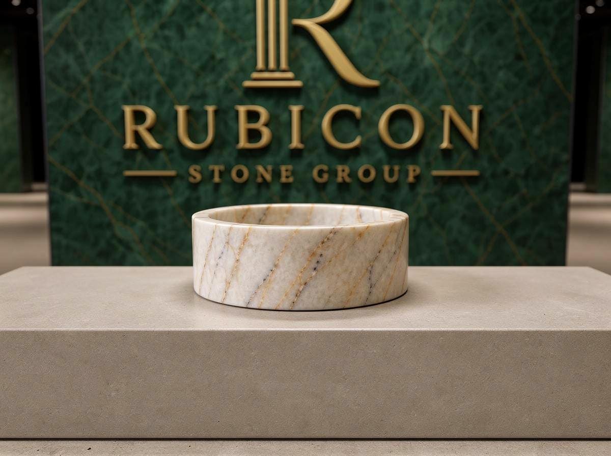 Anatolian Violet Marble Round Vessel Sink | Hand-Carved Purple Vein Washbasin - image 2