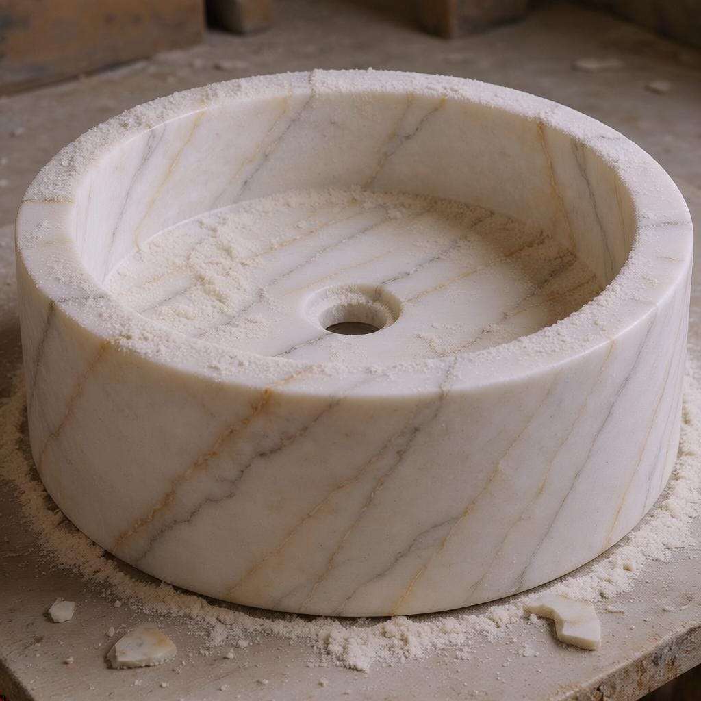 Anatolian Violet Marble Round Vessel Sink | Hand-Carved Purple Vein Washbasin - image 3