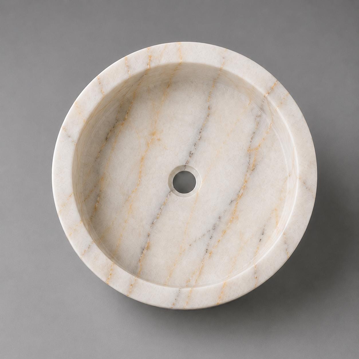 Anatolian Violet Marble Round Vessel Sink | Hand-Carved Purple Vein Washbasin - image 5
