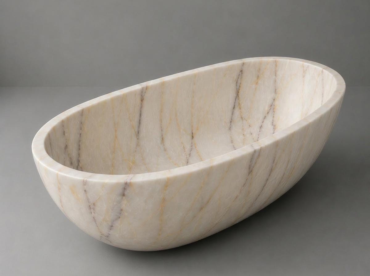Anatolian Violet Marble Freestanding Bathtub | Hand-Carved Natural Stone Soaking Tub - image 5