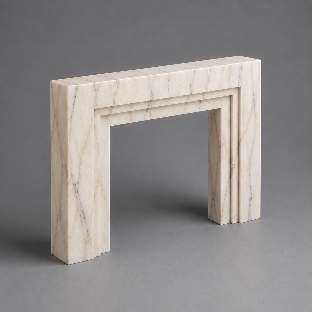 Marble Fireplace Mantel | Luxury Anatolian Violet Stone Mantelpiece | Stepped Geometric Profile | Architectural Stone Decor - image 5