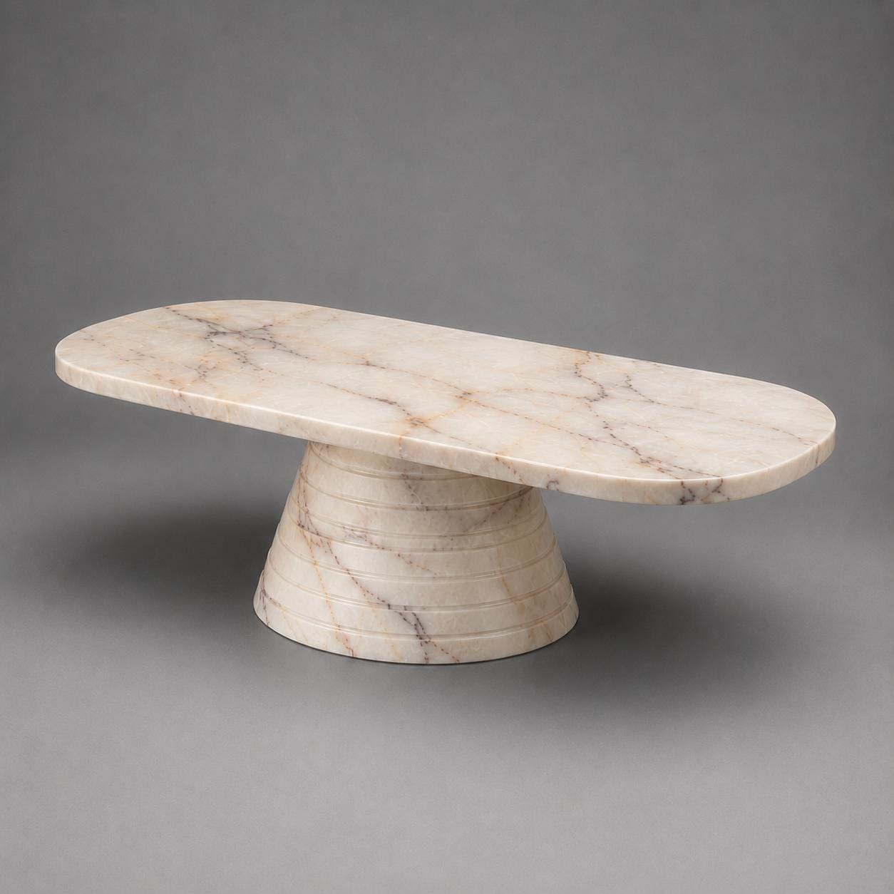 Anatolian Violet Marble Oval Dining Table | 240cm Pedestal Base Conference Furniture - image 4